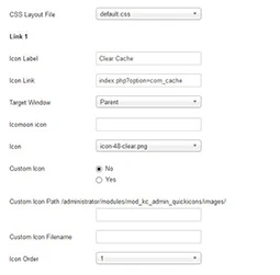 KC Admin QuickIcons Joomla! administrator module parameters